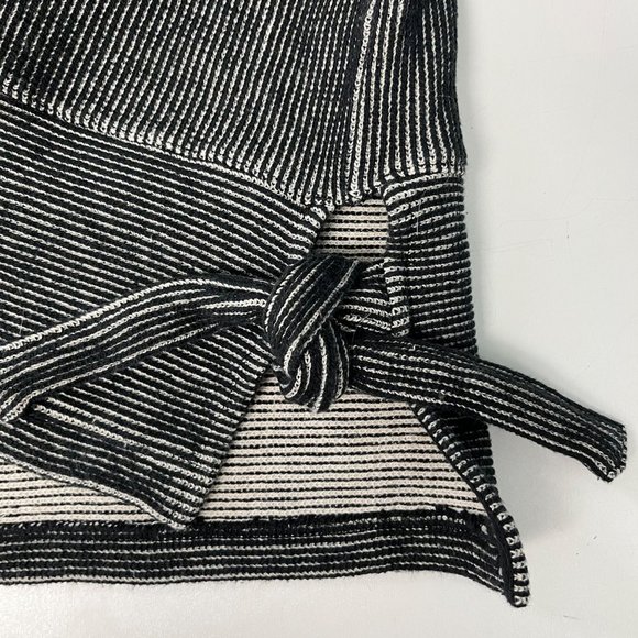 Madewell  MEDIUM French Terry Side Tie Black White Stripe Sweatshirt Top - Picture 5 of 12